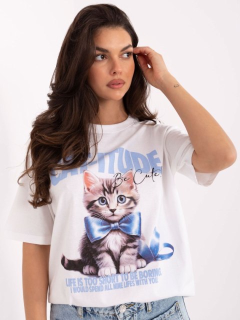 T-shirt D12083AI02799A biało-niebieski XS