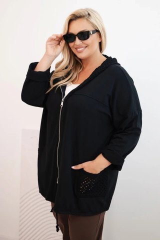 Bluza damska Plus Size bawełniana oversize z długim rękawem czarna
