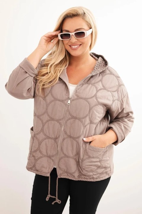 Bluza damska Plus Size bawełniana rozpinana na zamek fango