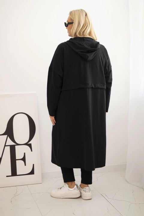 Bluza damska bawełniana Plus Size z kapturem i kieszeniami czarna