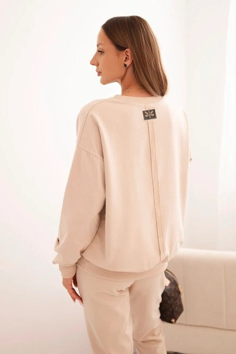 Komplet damski bawełniany z nadrukiem Minimal beżowy