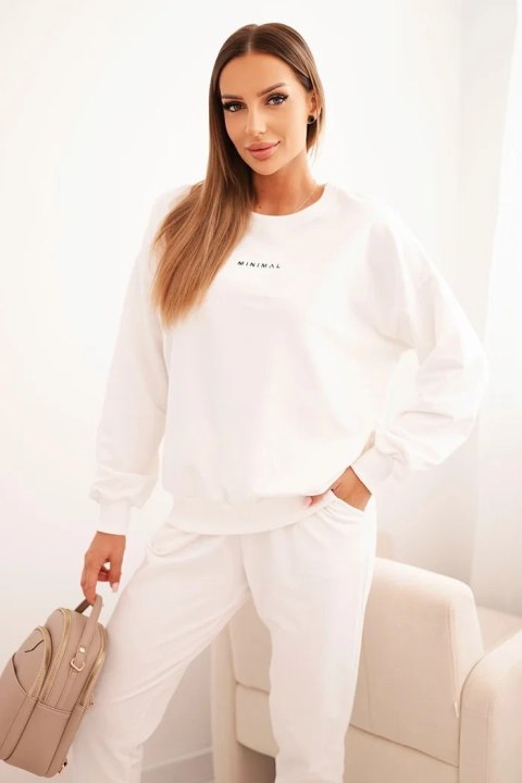 Komplet damski bawełniany z nadrukiem Minimal ecru