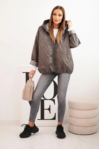 Kurtka damska pikowana z kapturem cappuccino