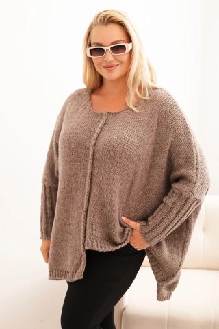 Sweter damska Plus Size z akrylem o luźnym kroju i rękawem 3/4 fango