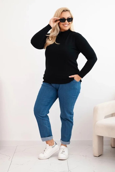 Sweter damski Plus Size z wiskozy z golfem czarny