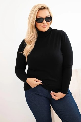 Sweter damski wiskozowy Plus Size z golfem o klasycznym kroju czarny