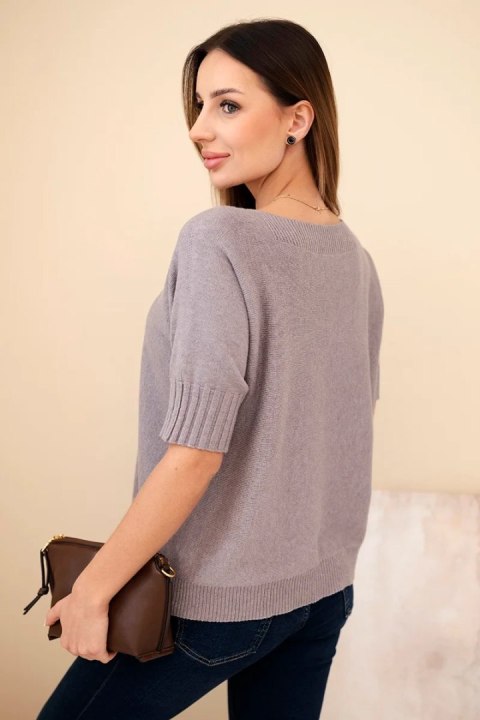 Sweter damski z wiskozy z krótkim rękawem cappuccino