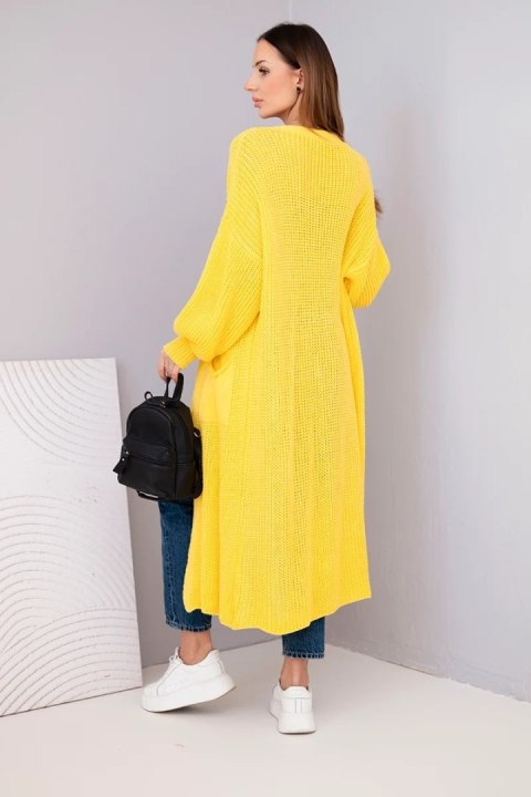Sweter długi kardigan ciemno żółty