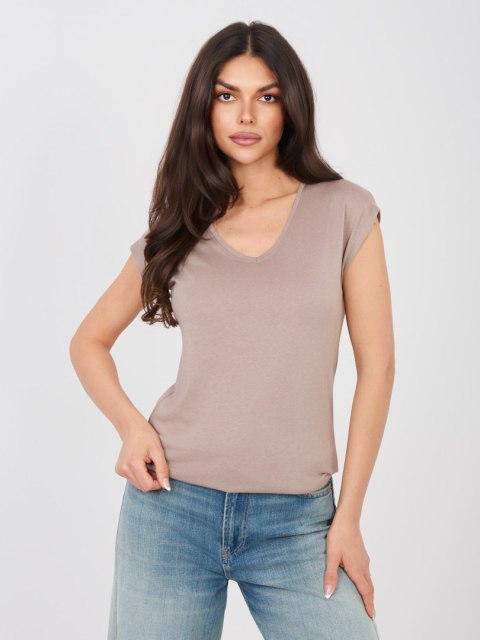 T-shirt D12041AH02570C ciemny bezowy S