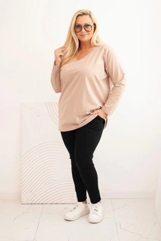 Bluzka damska Plus Size z dekoltem V i długim rękawem fango