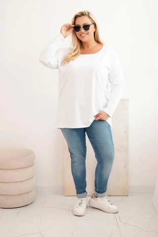 Bluzka damska Plus Size z dekoltem w łódkę biała