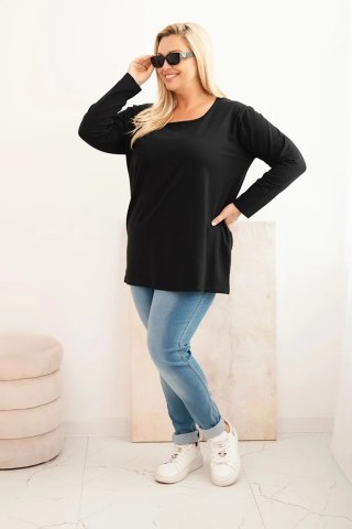 Bluzka damska Plus Size z dekoltem w łódkę czarna