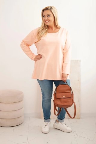 Bluzka damska Plus Size z dekoltem w łódkę morelowa