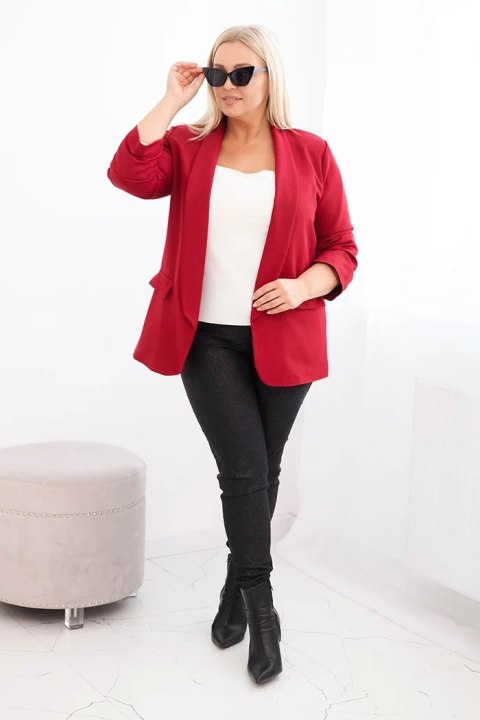 Marynarka damska Plus Size bez zapięcia z podszewką XL/2XL bordowa
