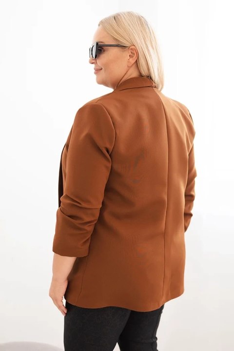 Marynarka damska Plus Size bez zapięcia z podszewką XL/2XL brązowa