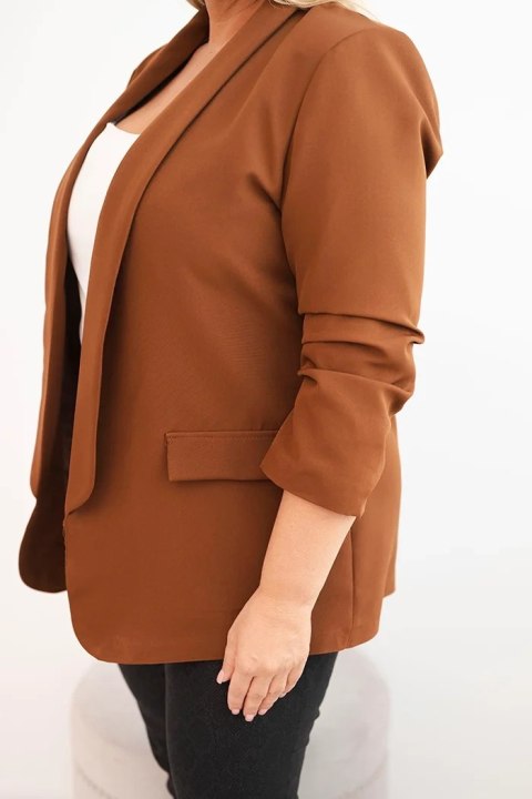 Marynarka damska Plus Size bez zapięcia z podszewką XL/2XL brązowa