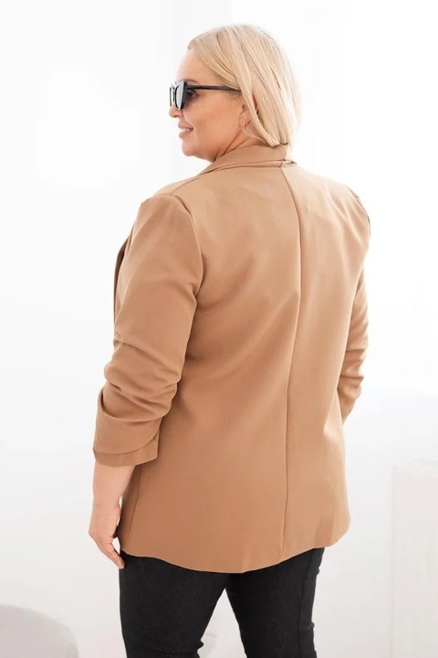Marynarka damska Plus Size bez zapięcia z podszewką XL/2XL camelowa