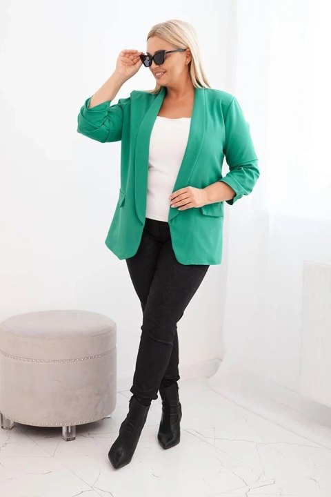 Marynarka damska Plus Size bez zapięcia z podszewką XL/2XL zielona