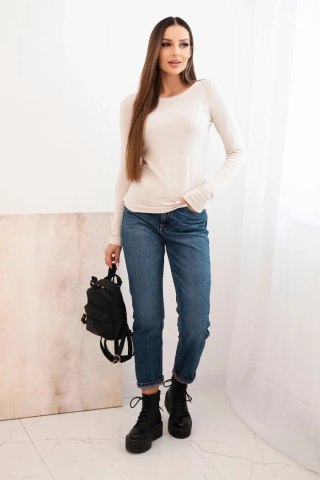 Sweter damski wiskozowy z okrągłym dekoltem i dopasowanym fasonem beżowy
