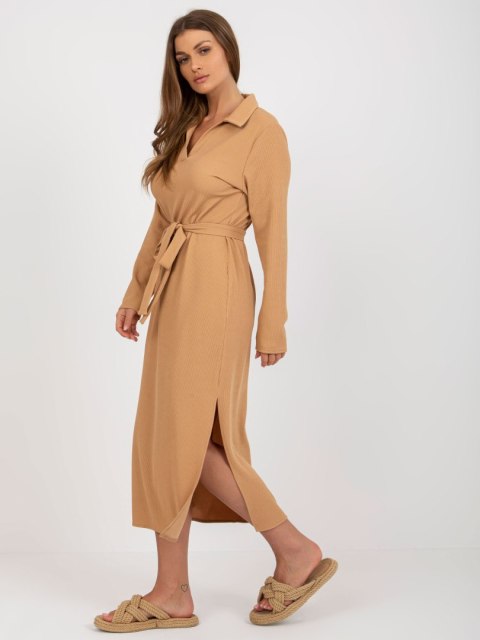 Sukienka LK-SK-509227.83P camelowy L/XL