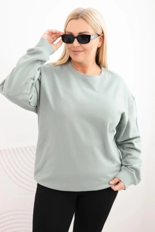Bluza damska pętelkowa Plus Size bawełniana basic z okrągłym dekoltem ciemno miętowa