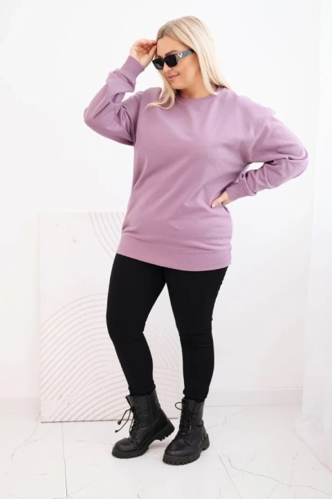 Bluza damska pętelkowa Plus Size bawełniana basic z okrągłym dekoltem ciemno różowa