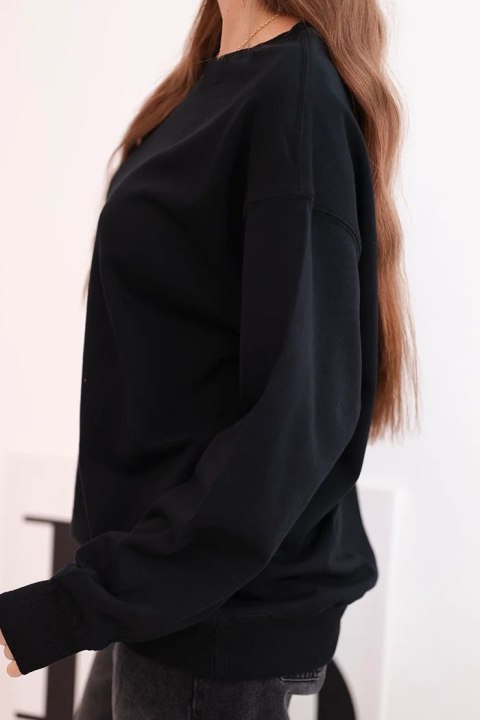 Bluza damska pętelkowa bawełniana basic z okrągłym dekoltem czarna