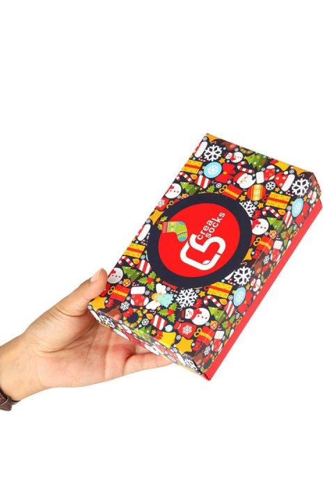 Skarpetki unisex świąteczne w pudełku - 1 para z Bałwanem