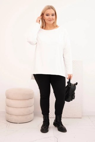Bluzka damska Plus Size asymetryczna z długim rękawem biała
