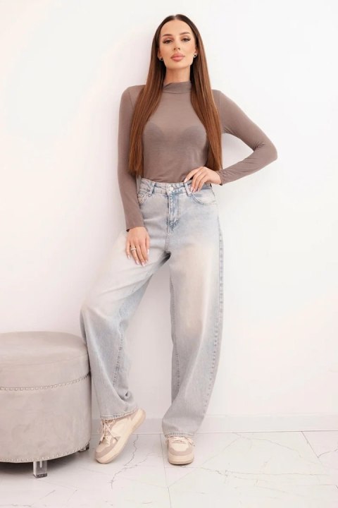 Bluzka z kaszmiru damska z delikatnym golfem i długim rękawem fango