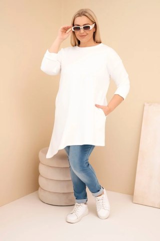 Sukienka damska Plus Size z wiskozy z luźnym fasonem i długim rękawem ecru