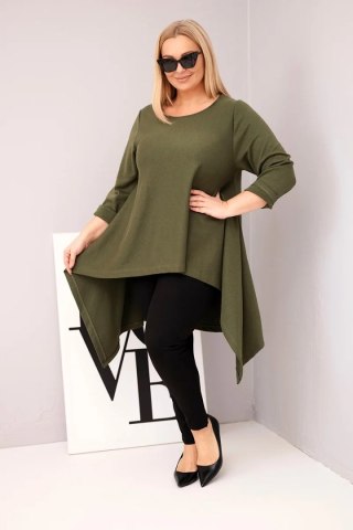 Tunika damska Plus Size bawełniana o asymetrycznym kroju khaki