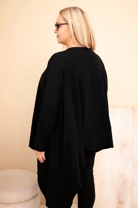 Tunika damska Plus Size z bawełny z asymetrycznym dołem czarna