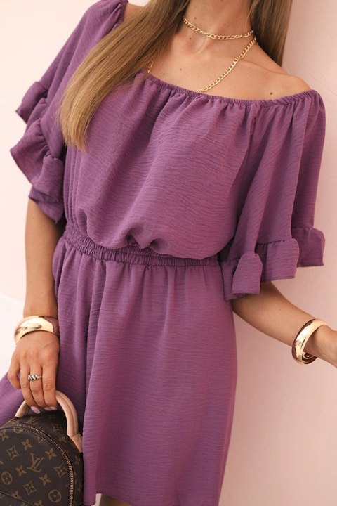 Kombinezon damski hiszpanka z falbankami i gumką w talii fioletowy