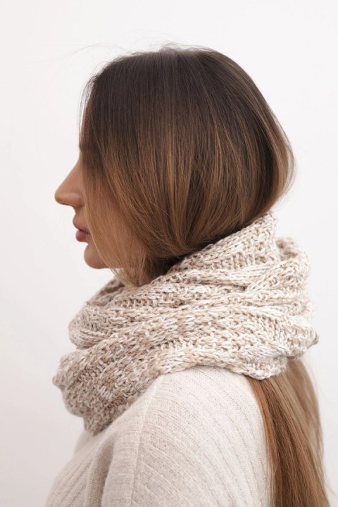 Komin damski wełniany melanżowy gruby otulacz na zimę KN24 beżowy