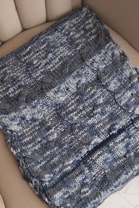 Komin damski wełniany melanżowy gruby otulacz na zimę KN24 jeansowy+grafitowy
