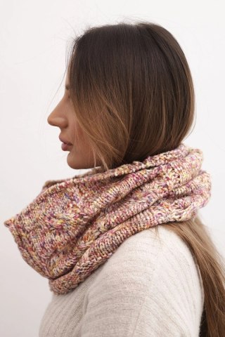 Komin damski wełniany miękki zimowy KN25 różowy+żółty