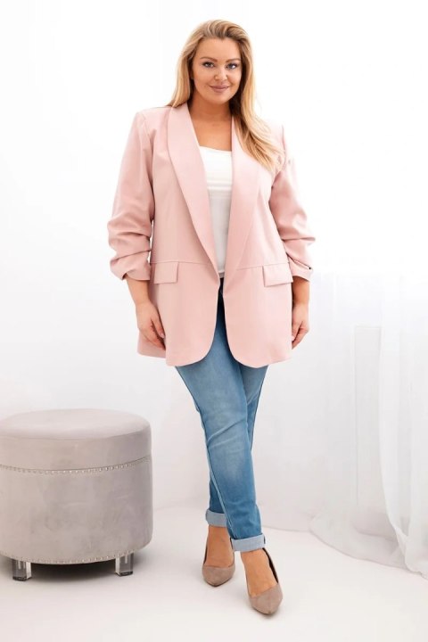 Marynarka damska Plus Size elegancka ciemny pudrowy róż