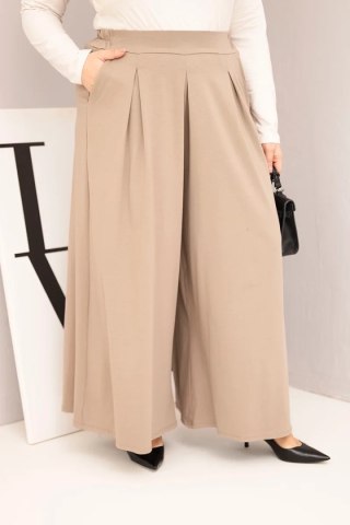 Spodnie damskie bawełniane Plus Size o szerokiej nogawce i luźnym kroju fango