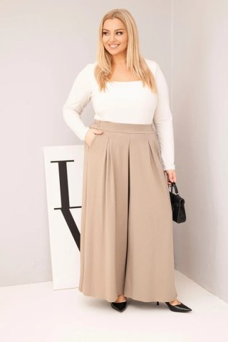 Spodnie damskie bawełniane Plus Size o szerokiej nogawce i luźnym kroju fango