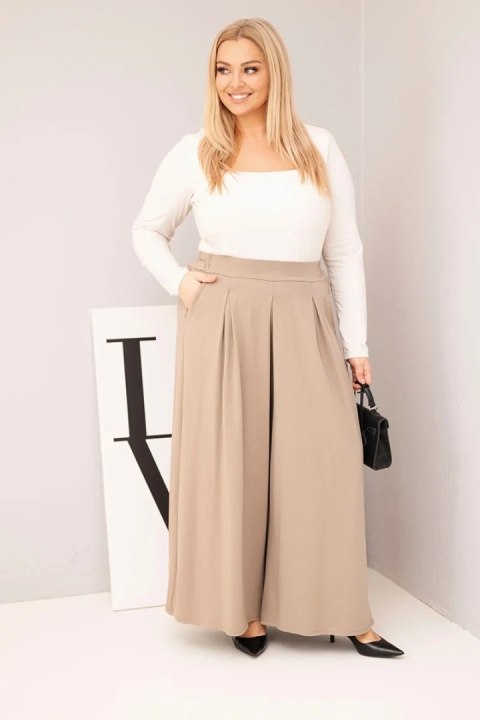 Spodnie damskie bawełniane Plus Size o szerokiej nogawce i luźnym kroju fango