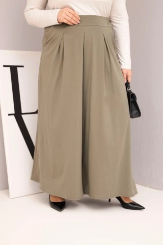 Spodnie damskie bawełniane Plus Size o szerokiej nogawce i luźnym kroju khaki