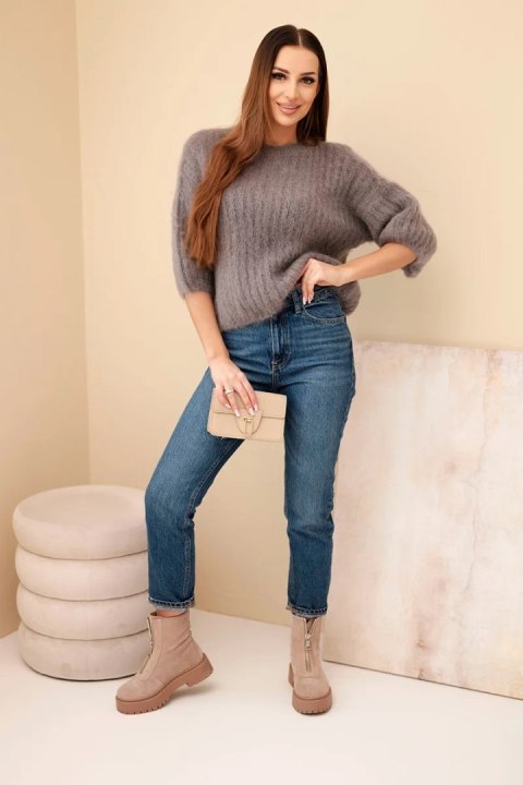 Sweter damski z moheru z krótkim rękawem fango