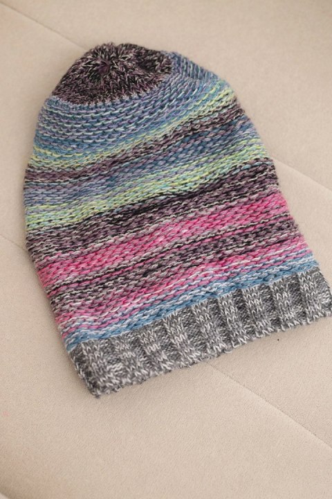 Czapka z polarem Krystyna K207 fioletowy+różowy