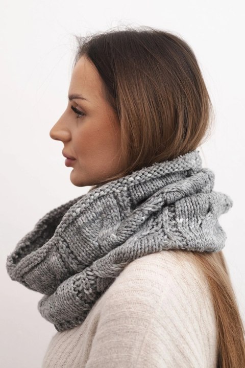 Komin damski wełniany miękki zimowy KN25 ciemno szary