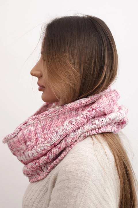 Komin damski wełniany miękki zimowy KN25 jasno różowa