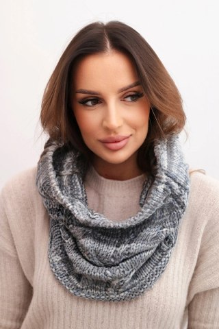 Komin damski wełniany miękki zimowy KN25 szary+grafitowy