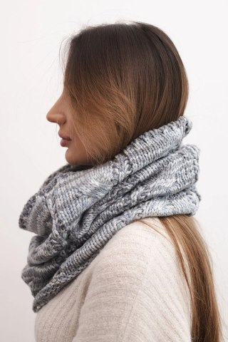 Komin damski wełniany miękki zimowy KN25 szary+grafitowy