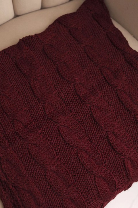 Komin damski wełniany pleciony miękki i ciepły KN23 bordowy