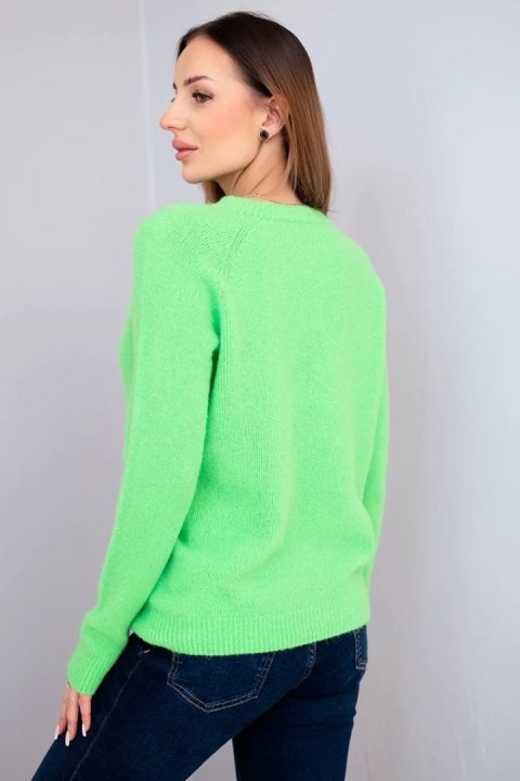 Sweter damski z baby alpaki z długim rękawem zielony neon